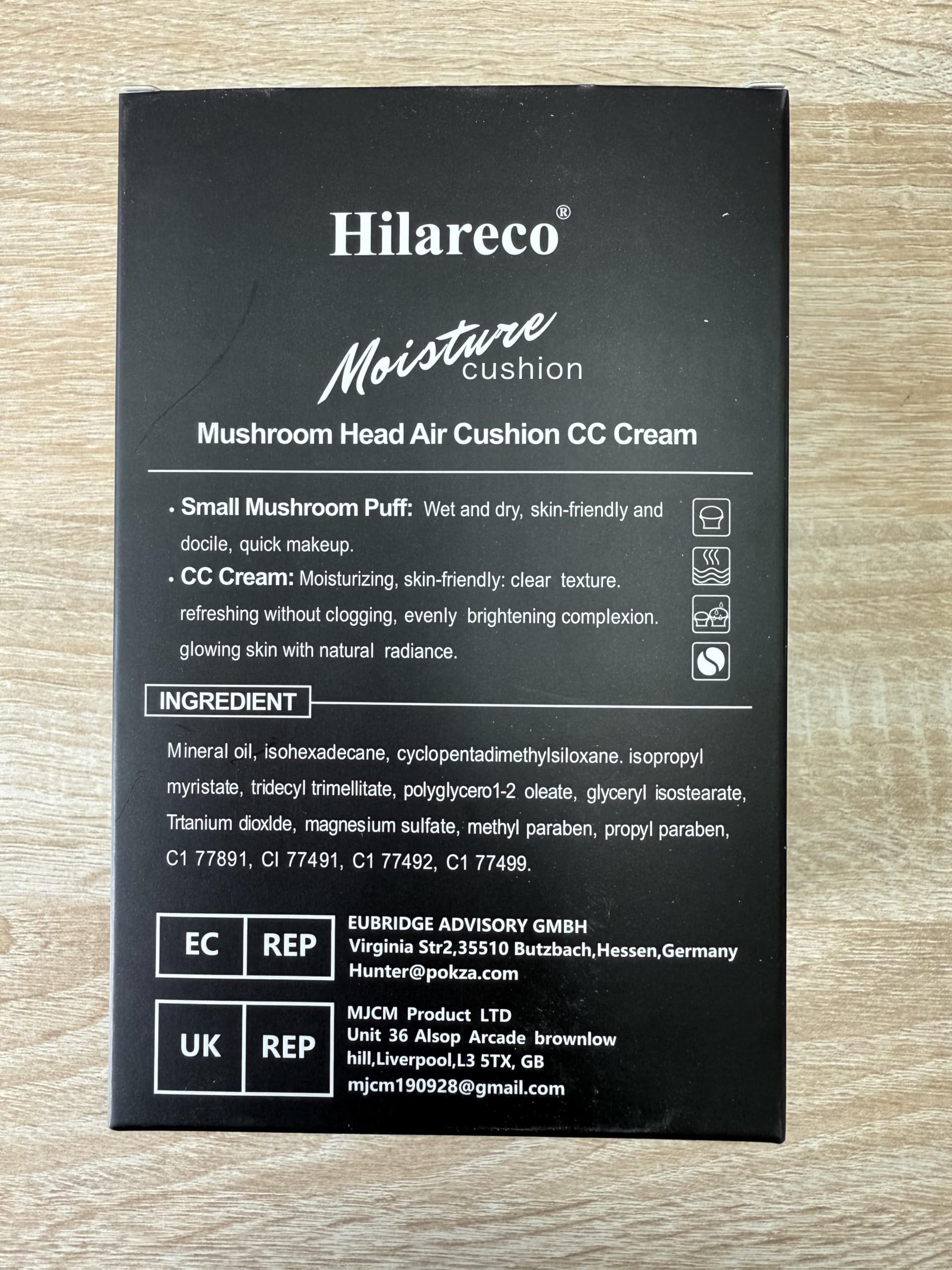 Hilareco 2-Piece Mushroom Head Air Cushion CC Cream Set – Nature Foundation, Brushes, Sponge (#05 Sand)
