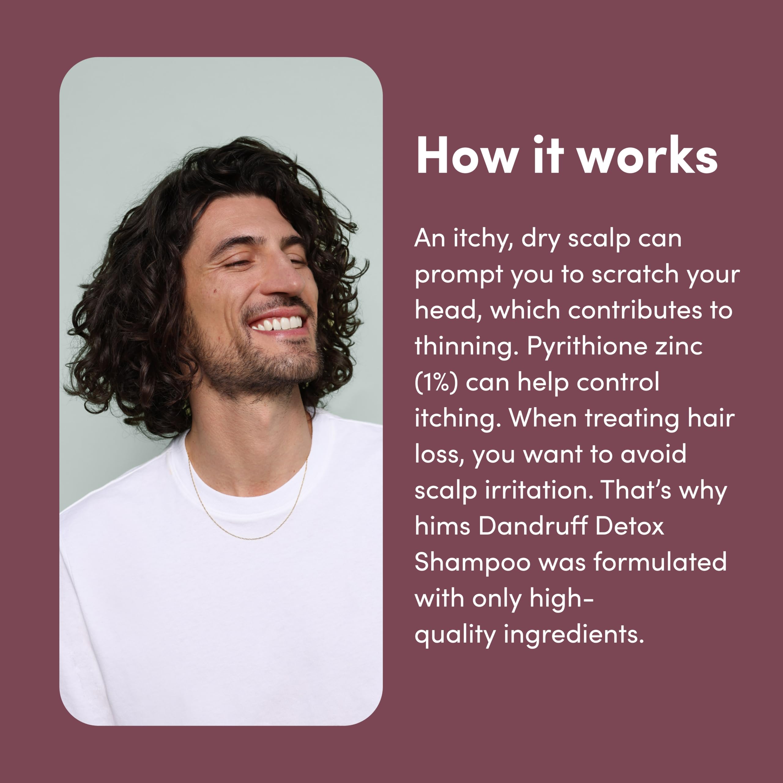 HIMS Dandruff Detox Anti Dandruff Shampoo – 1% Pyrithione Zinc, Argan Oil, Evergreen Mint, Paraben & Sulfate Free – 6.4 fl oz