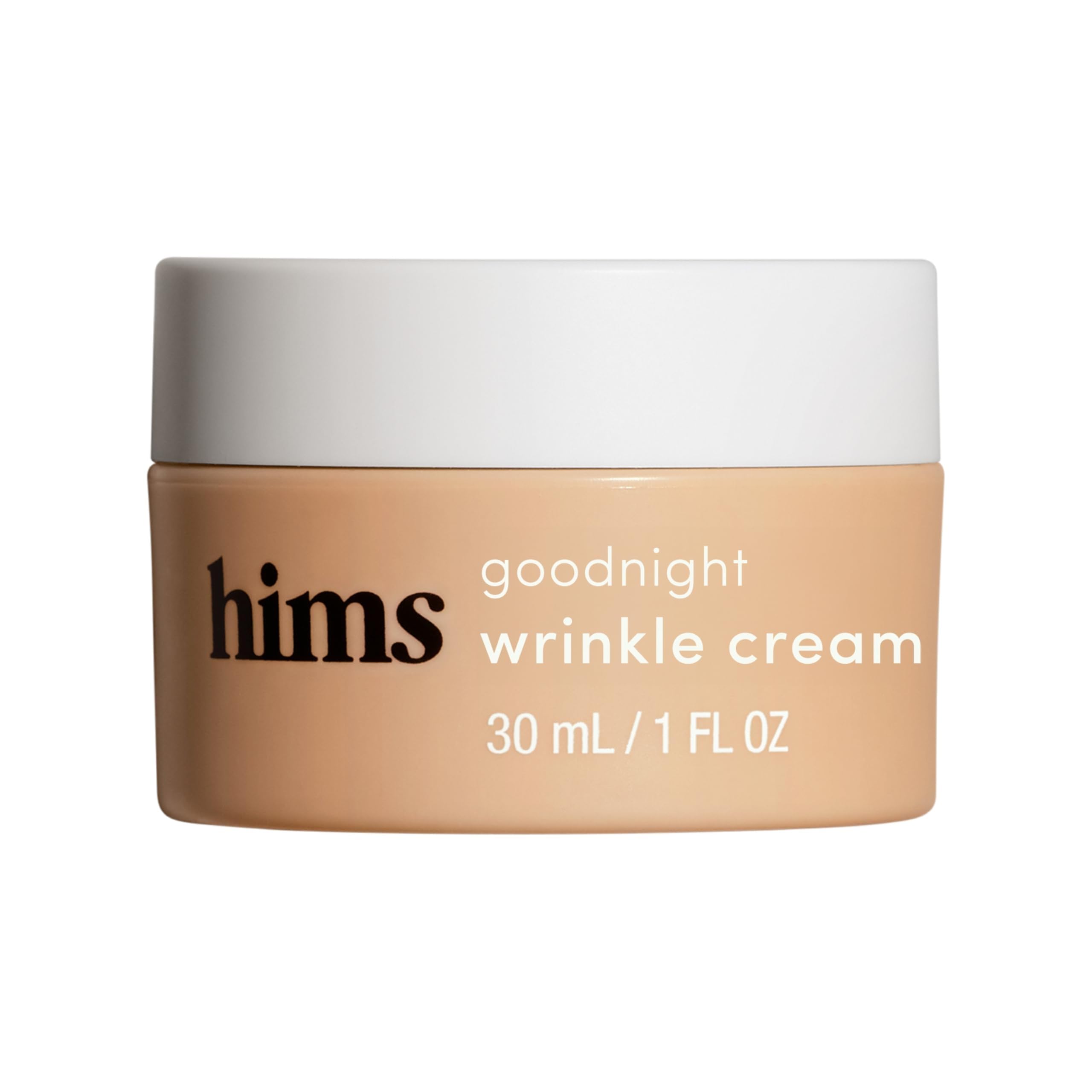 hims goodnight wrinkle cream for men – caffeine, hyaluronic acid, almond scent | vegan & cruelty-free 1oz