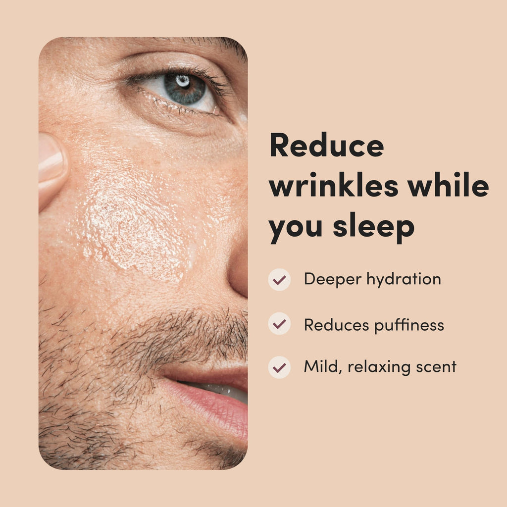 hims goodnight wrinkle cream for men – caffeine, hyaluronic acid, almond scent | vegan & cruelty-free 1oz