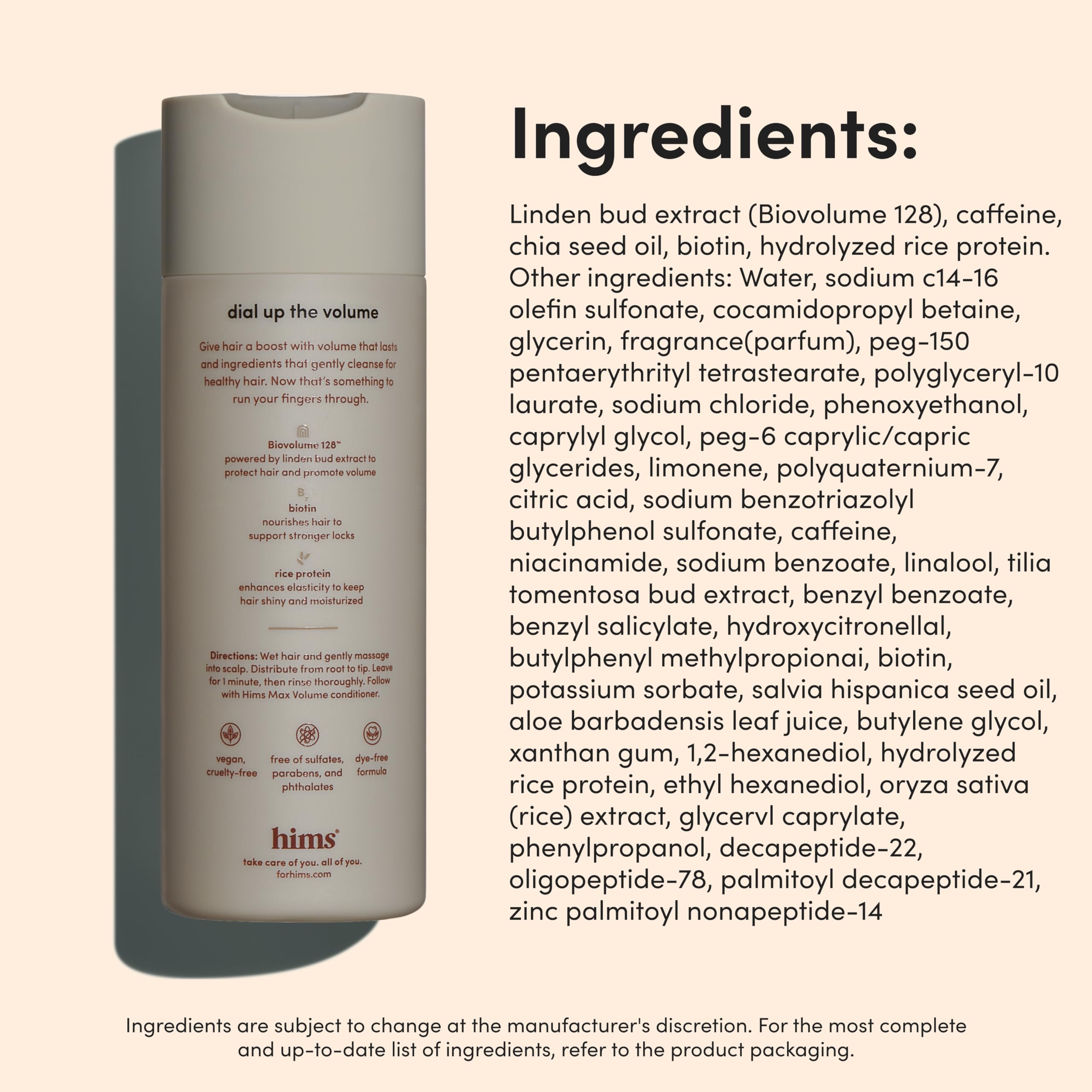 hims Max Volume Shampoo, 2 Pack – Volumizing Biotin Shampoo for Men | Citrus Spice