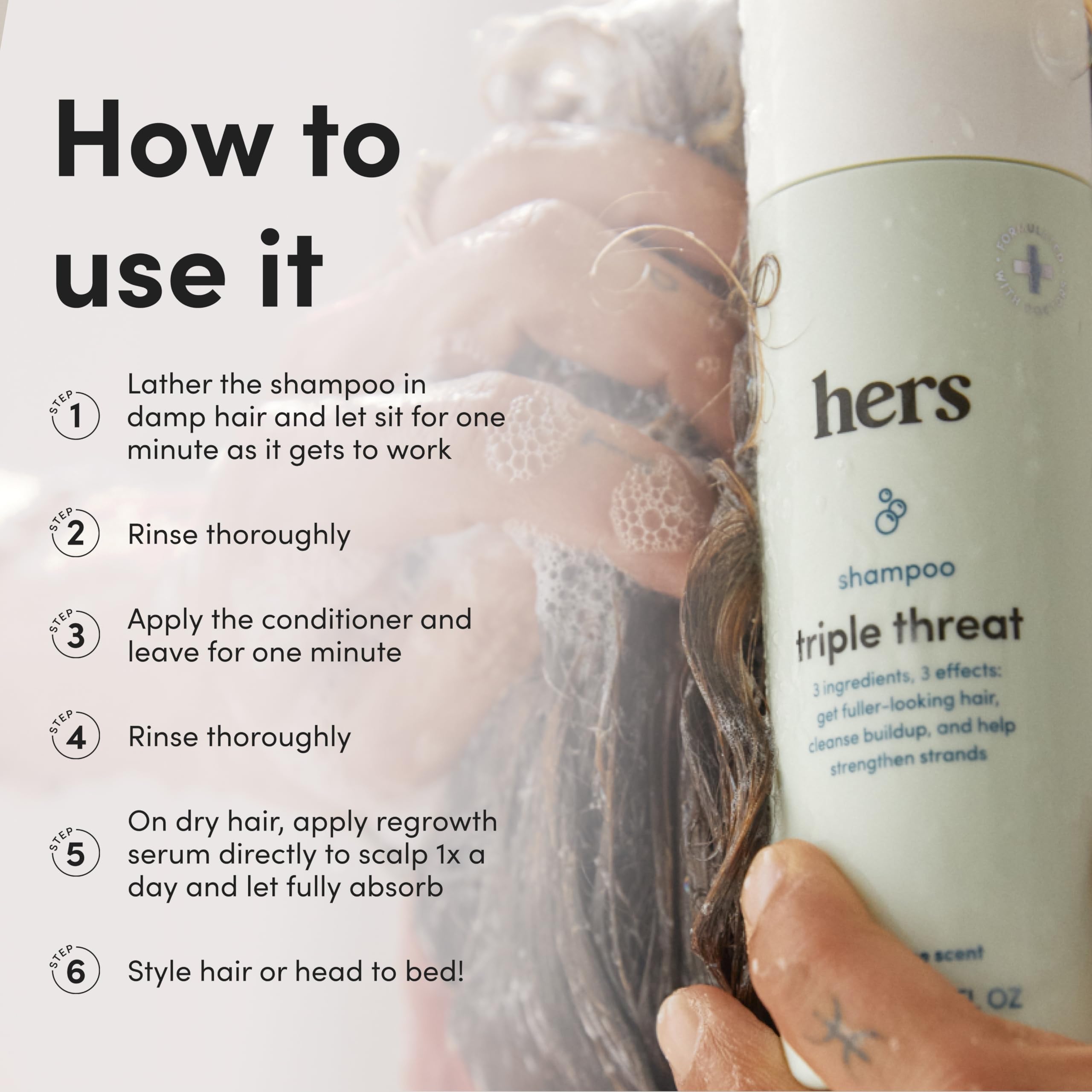 Hims & Hers Triple Threat Shampoo, Conditioner & 2% Minoxidil Set – Color-Safe, Paraben-Free