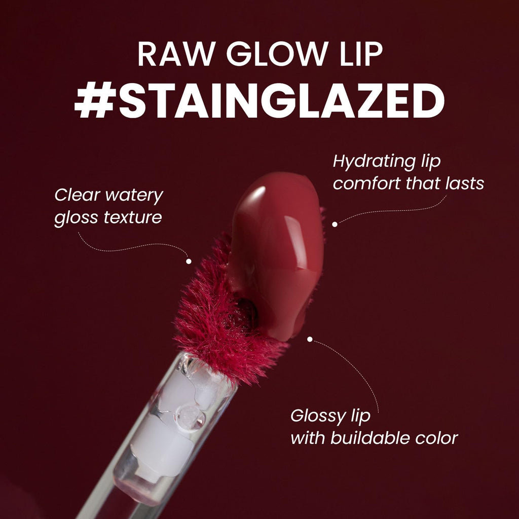HINCE Raw Glow Lip Tint – Stain Glazed Glossy Lip Gloss, Non-Sticky & Long-Wearing, Vegan 0.13 fl oz (FEVER, 04)