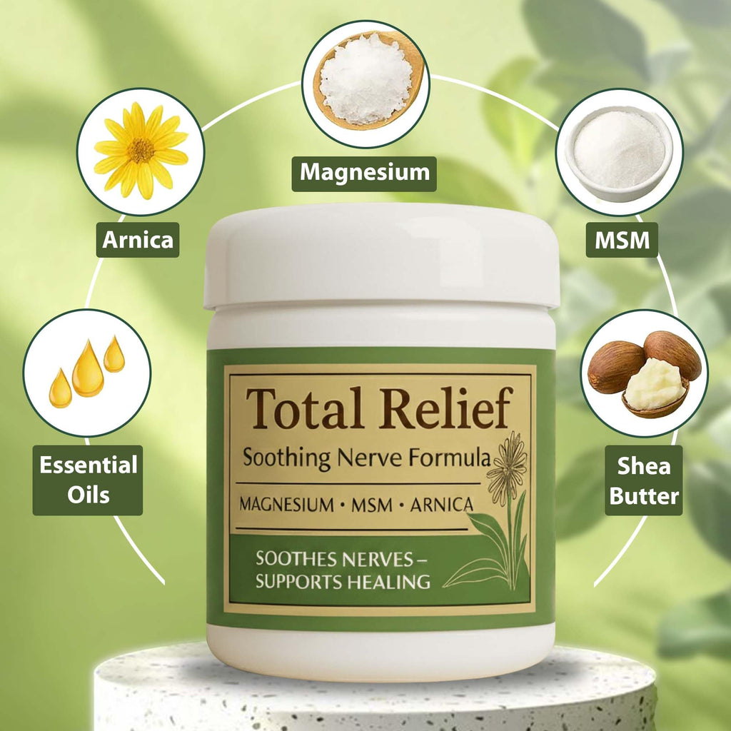 HiRelief Total Relief Magnesium Cream for Nerves – Fast-Absorbing MSM & Arnica, 4 oz Pack of 3