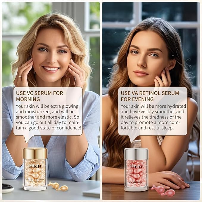 HKH Retinol Anti-Aging Serum for Face (30 Capsules) – Vitamin C & Retinol Night Treatment