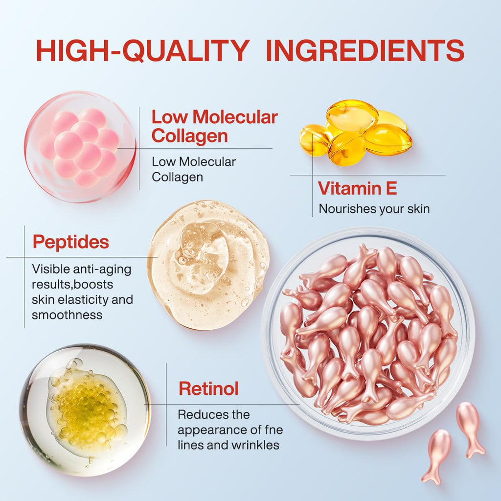HKH Retinol Serum Capsules for Face – Anti-Aging Vitamin A & E (38 Caps), Travel-Friendly