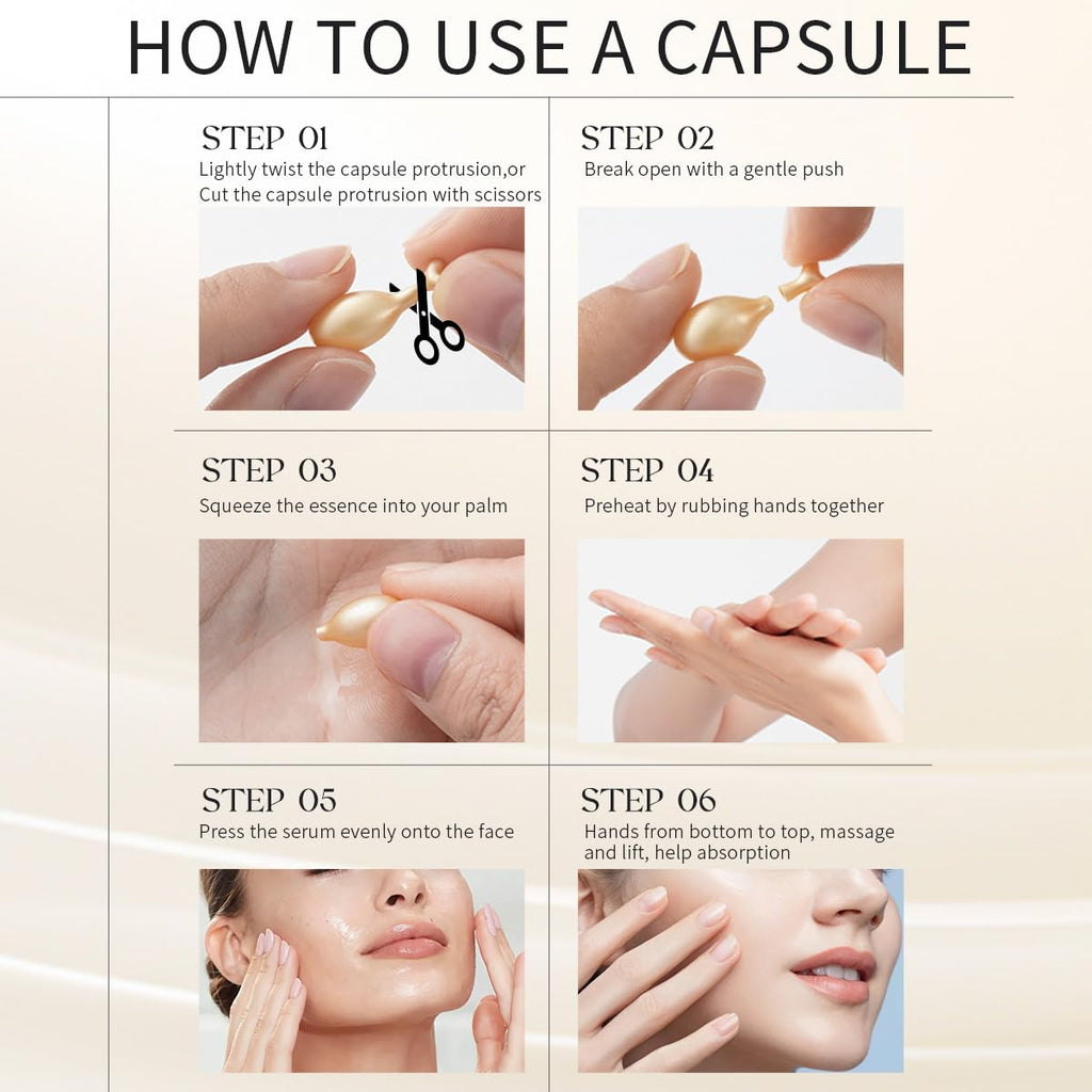 HKH Vitamin C Serum Capsules for Face – 38 Caps with Scissors | Hydrating Anti-Aging Serum