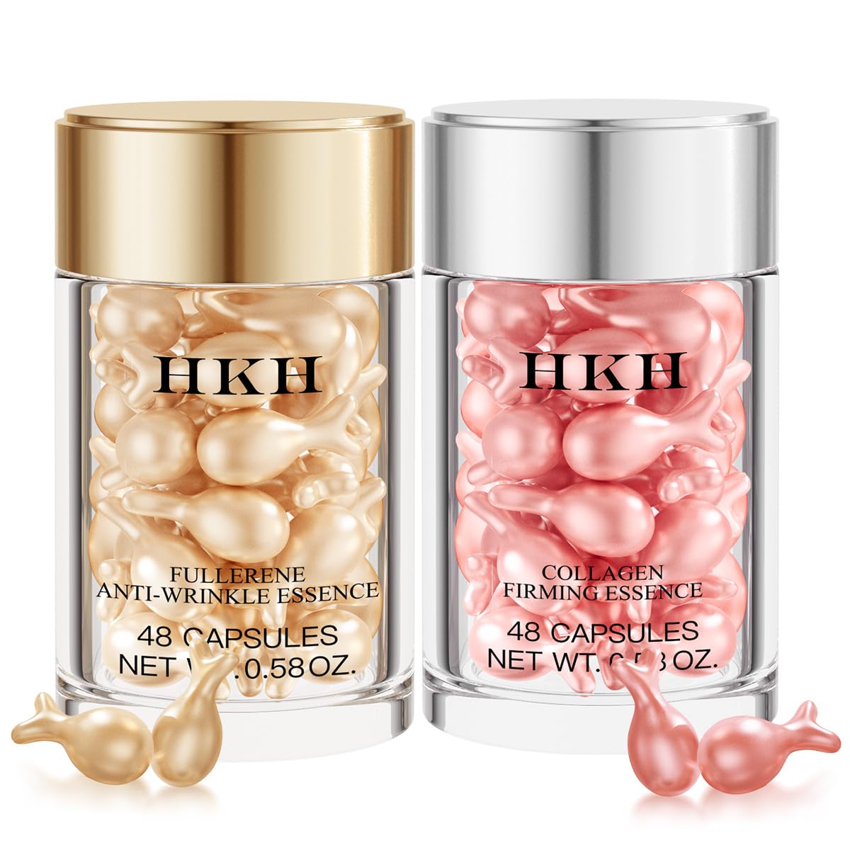 HKH Vitamin C & Retinol Serum Capsules Set – 96 Capsules (48 VC Morning + 48 VA Evening) for Anti-Aging & Hydration