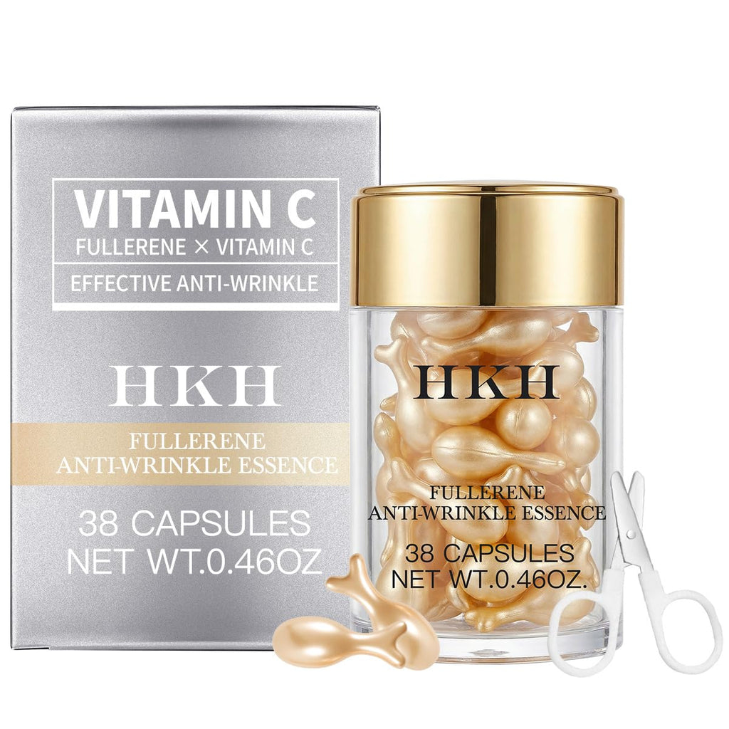 HKH Vitamin C Serum Capsules for Face – 38 Caps with Scissors | Hydrating Anti-Aging Serum