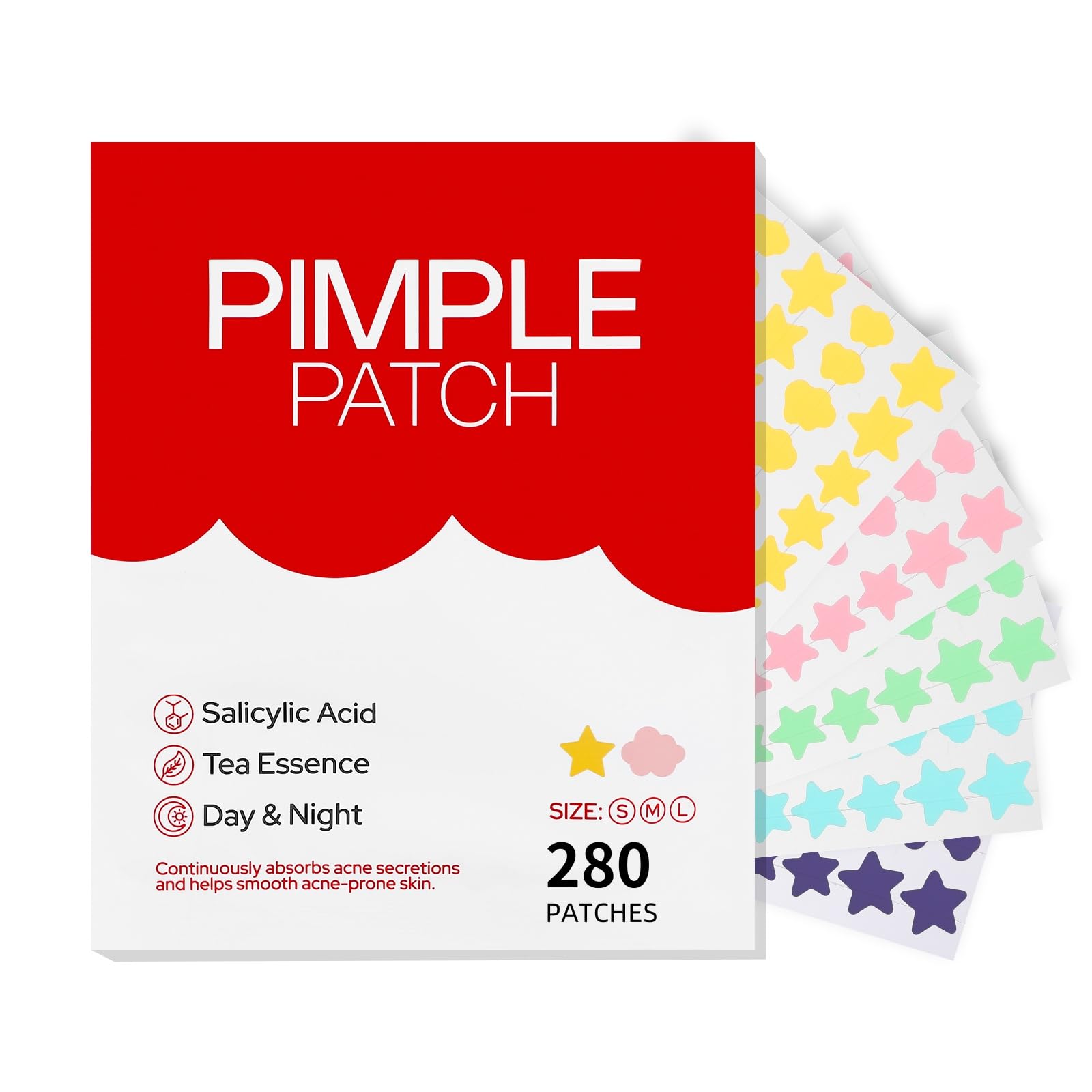 HLOES Pimple Patches – Cute Star-Shaped Hydrocolloid Patches, 280 PCS, Overnight Blemish Coverage