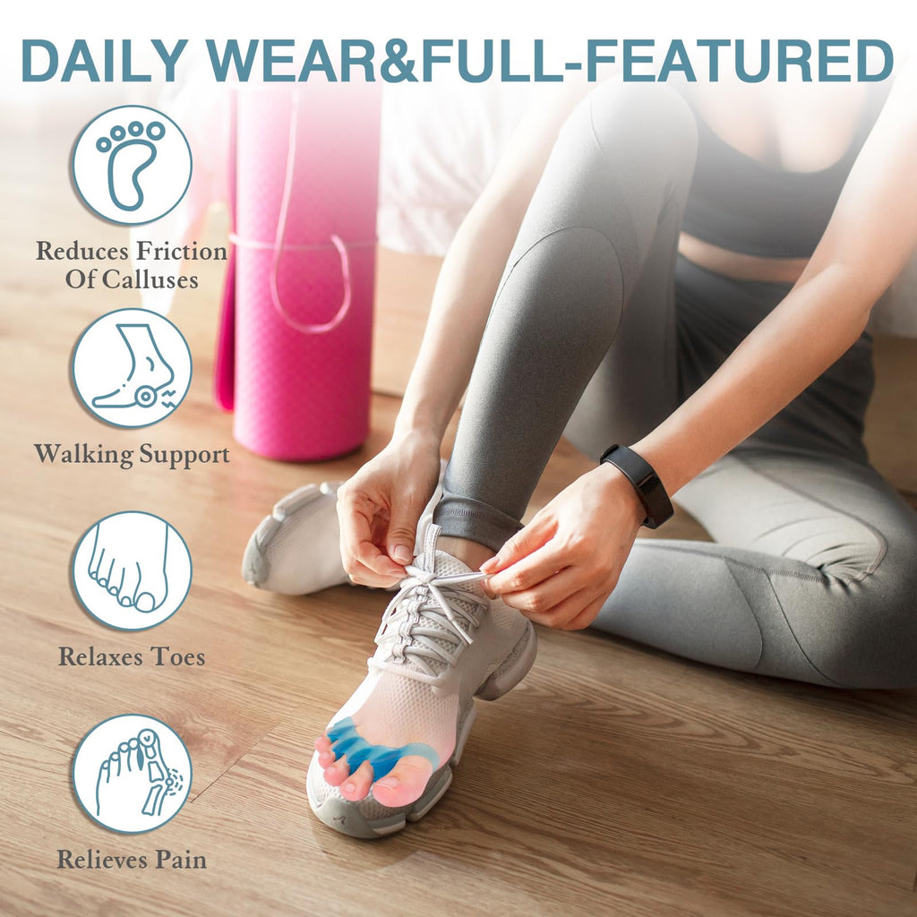HLOES Toe Spacers 2-Pack – Unisex Toe Separators (Blue)