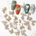 HNUIX Butterfly Nail Charms & Gems — Gold Copper Zircon, 27-Piece Nail Art Jewelry Kit
