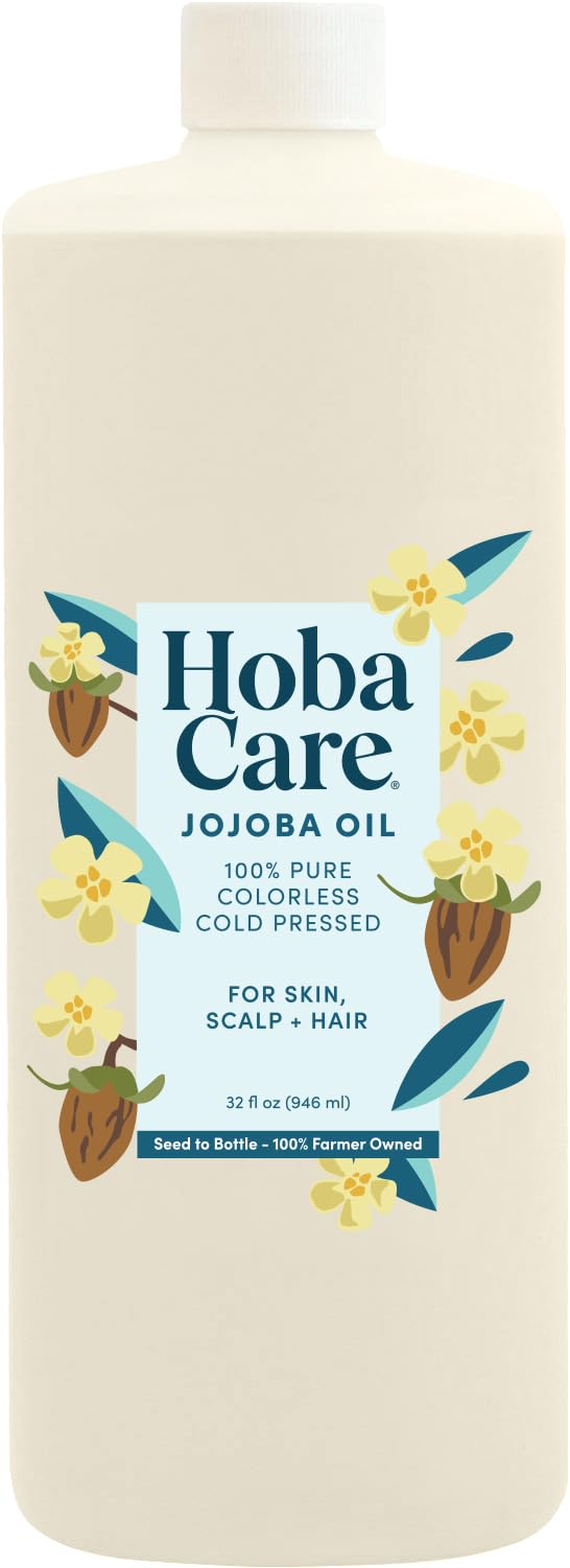 HobaCare Clear Jojoba Oil – Colorless, Odorless Carrier Oil for Skin, Hair & DIY Beauty (32 oz)
