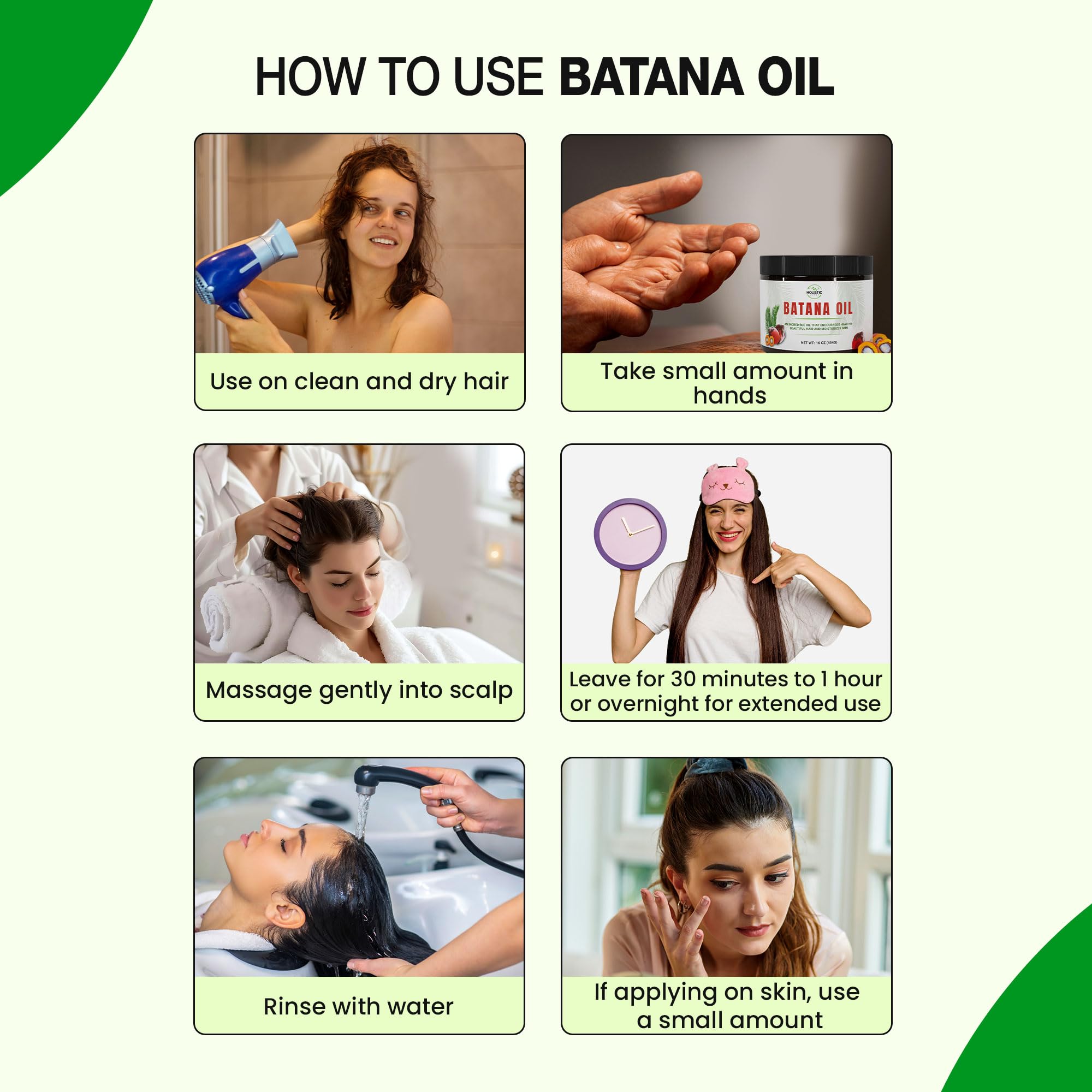 Holistic Depot Batana Oil – 100% Pure Honduran Hair & Skin Oil (16 oz)