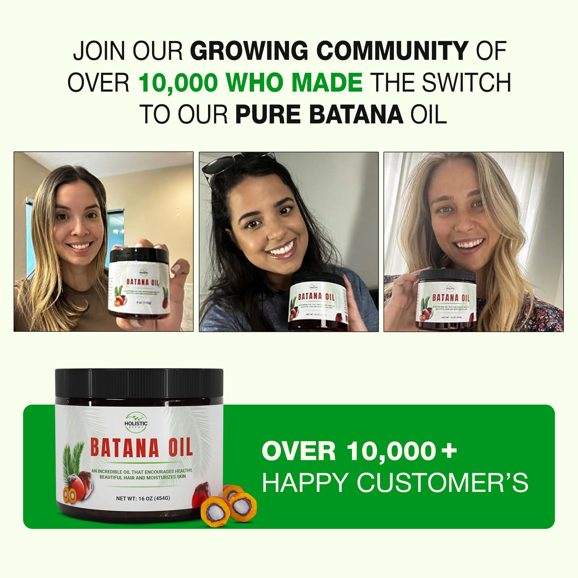 Holistic Depot Batana Oil – 100% Pure Honduran Hair & Skin Oil (16 oz)
