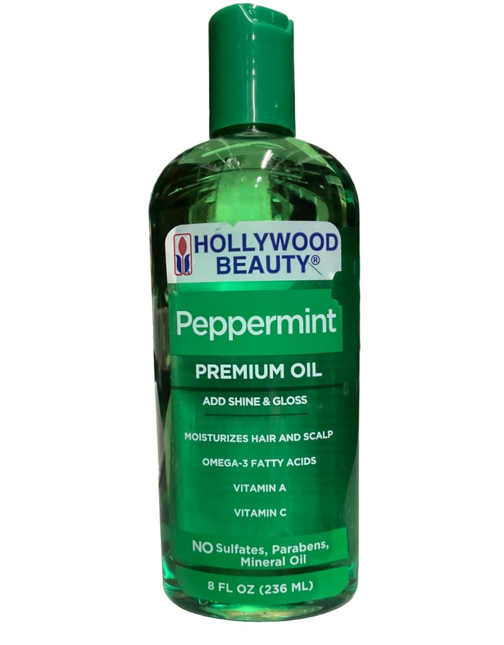 Hollywood Beauty Peppermint Hair Oil (8oz) – Hair & Skin Conditioning with Omega-3, Vitamin A & C