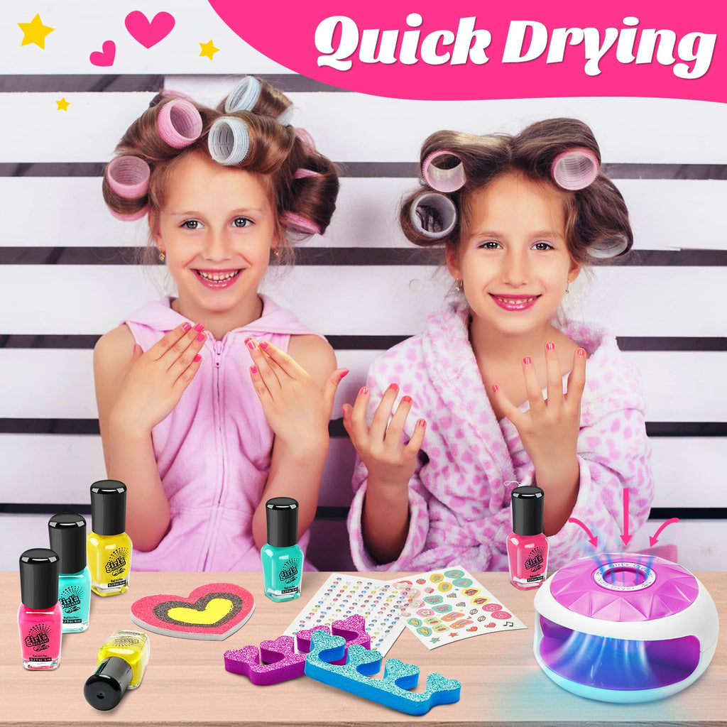Holycco Kids Spa Day Kit for Girls | Foot Spa with Nail Dryer & Bath Bombs