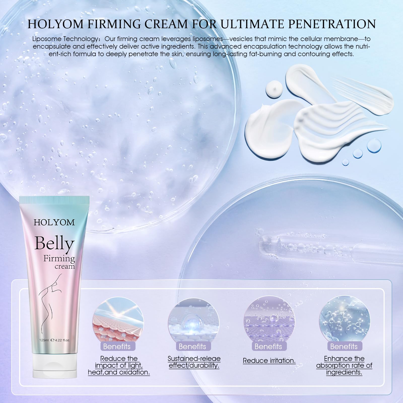 HOLYOM B Flat Belly Firming Cream | Skin Tightening for Stomach Thighs
