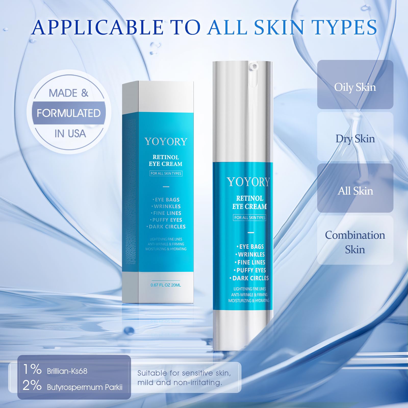 HOLYOM Retinol Under Eye Cream – Anti-Aging for Dark Circles, Puffiness & Fine Lines | Hydration (1 fl oz)