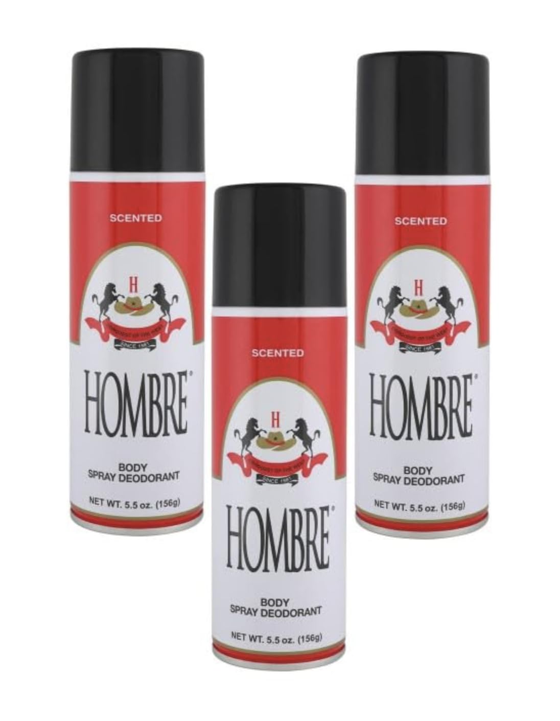 HOMBRE Red Deodorant Body Spray Classic for Men 5.5oz-156g (3 Pack) - Long-Lasting Odor Protection