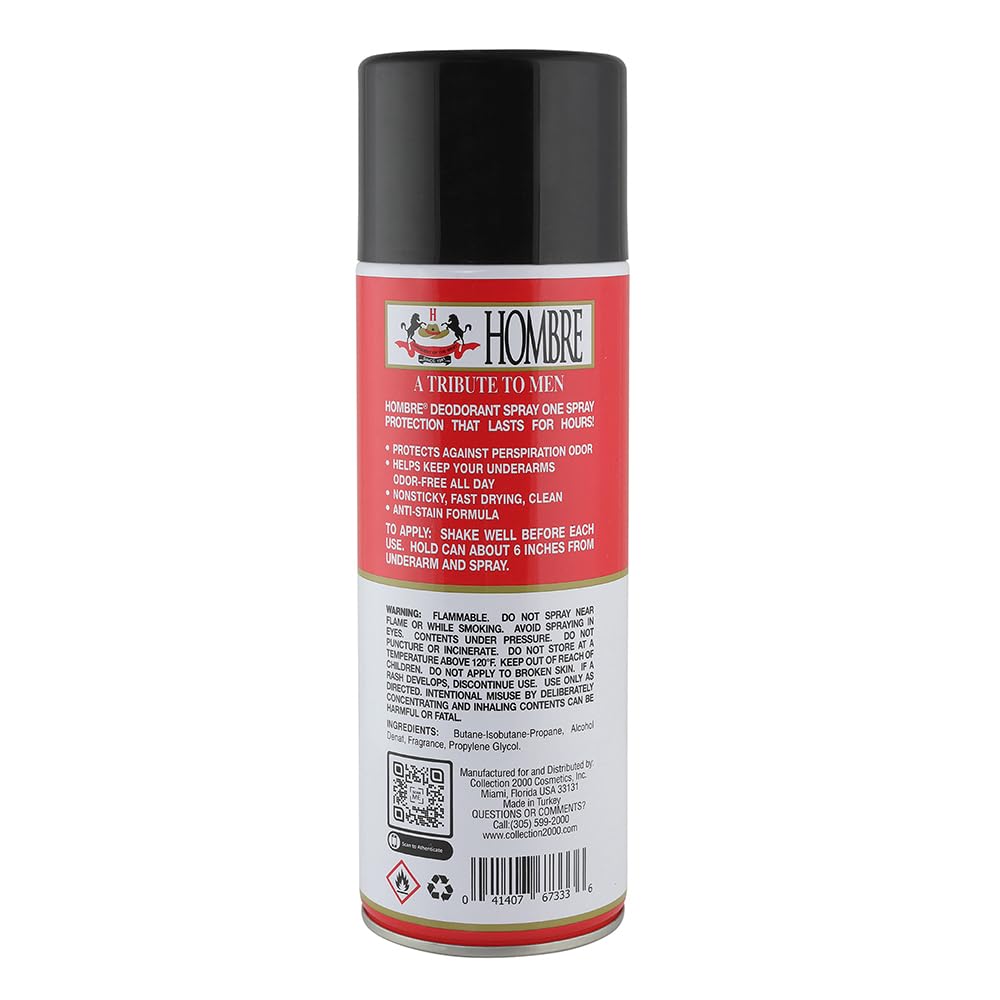 HOMBRE Red Deodorant Spray 10oz (283g) – 2 Pack with 80% More Product