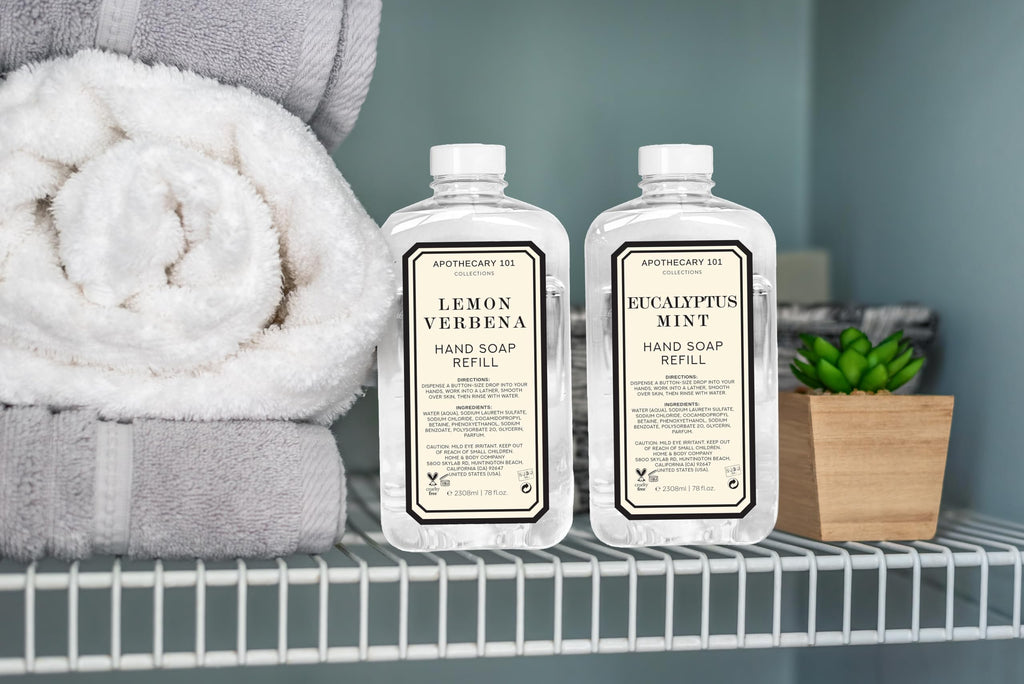 Apothecary 101 Hand Soap Refills – Lemon Verbena & Eucalyptus Mint | 2 x 78oz | Home & Body Company