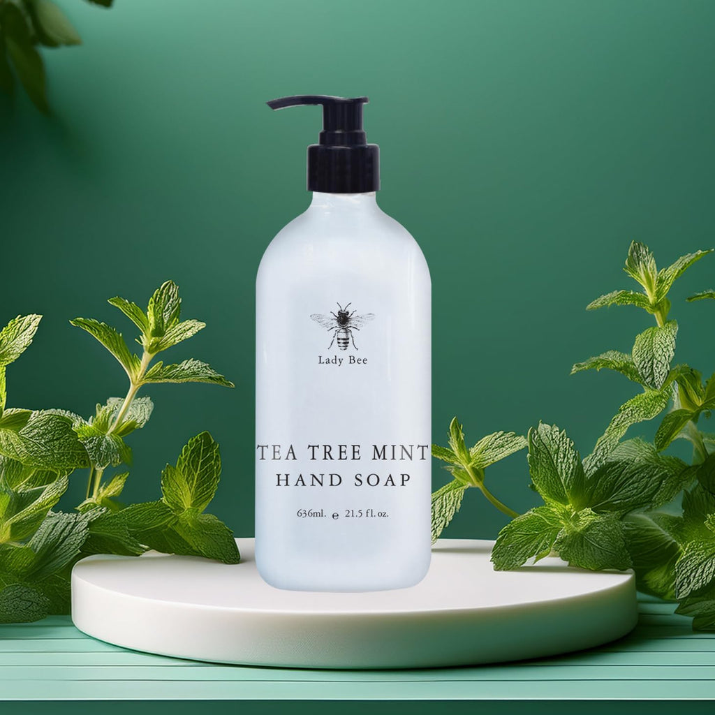 Home & Body Company Lady Bee Hand Soap Set – 4 Pack (21.5 fl oz Each) with Eucalyptus, Lavender, Tea Tree Mint & Honey Almond