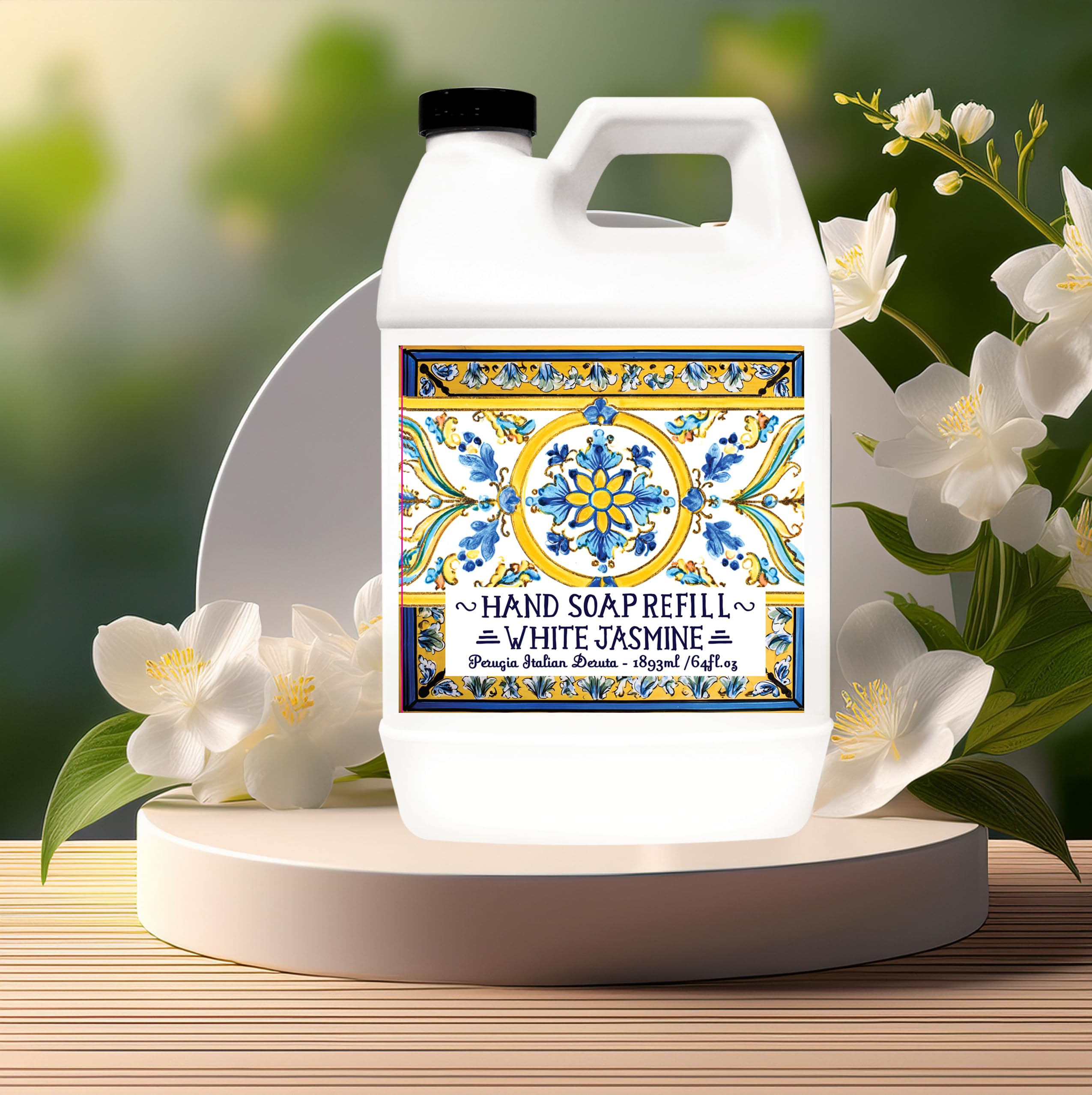 Home & Body Company Perugia Italian Deruta Hand Soap Refill Set – White Jasmine & Coconut Citrus, 64oz Bottles, 2-Pack