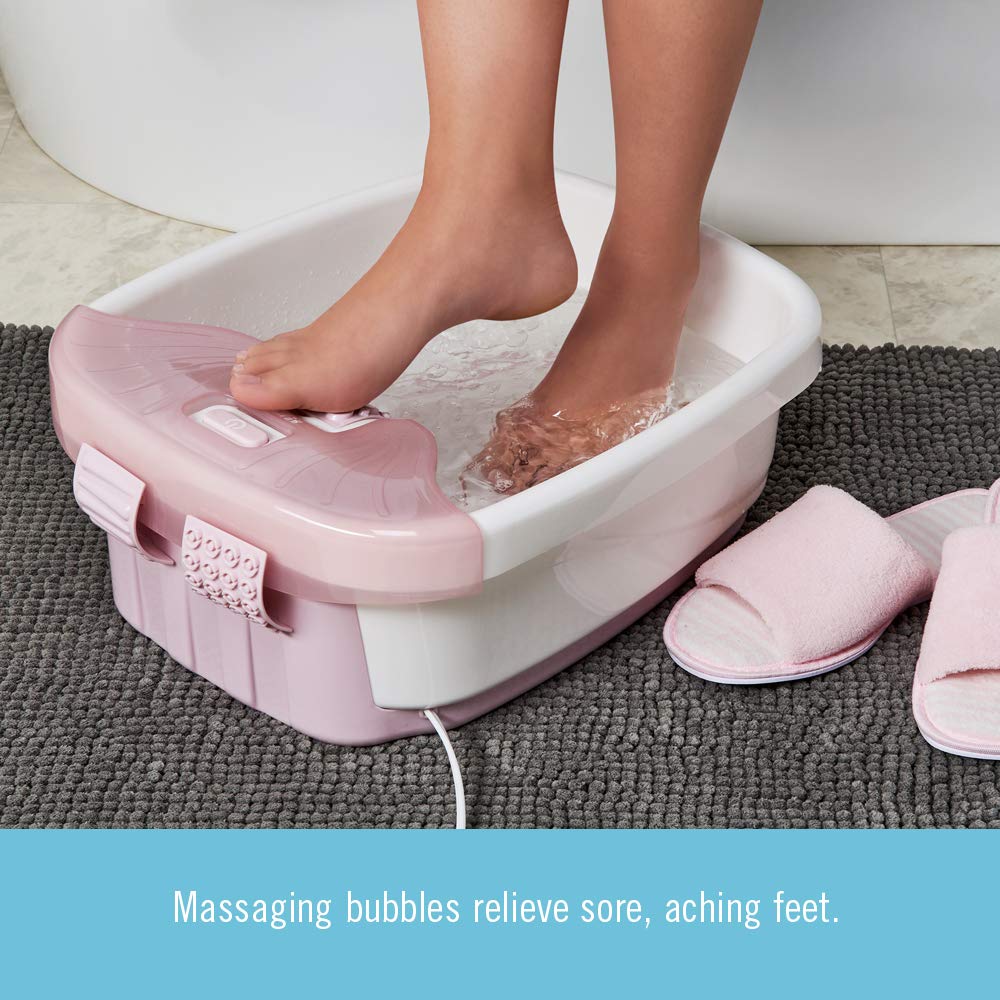 Homedics Bubble Bliss Deluxe Foot Spa – Heat, Bubbles & Raised Nodes (Pink)