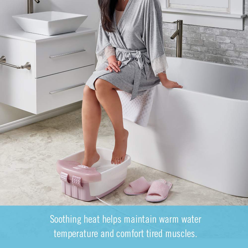 Homedics Bubble Bliss Deluxe Foot Spa – Heat, Bubbles & Raised Nodes (Pink)