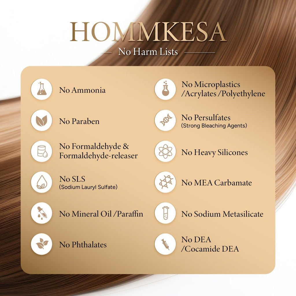 Hommkesa Grey Hair Coverage Shampoo – Gentle Keratin Formula, Thai Fruit Scent, Golden Brown (300ml)