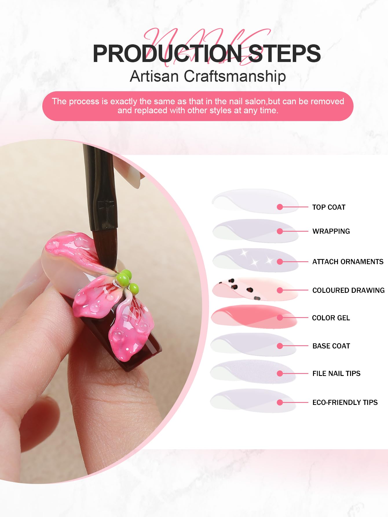 Homsera Handmade XL Press-On Nails | Magic Mirror Gold French Tips with 3D Cross Heart Charms