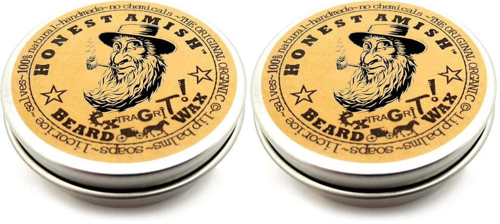 Honest Amish Extra Grit Beard Wax - Natural & Organic, 2 oz (Pack of 2)