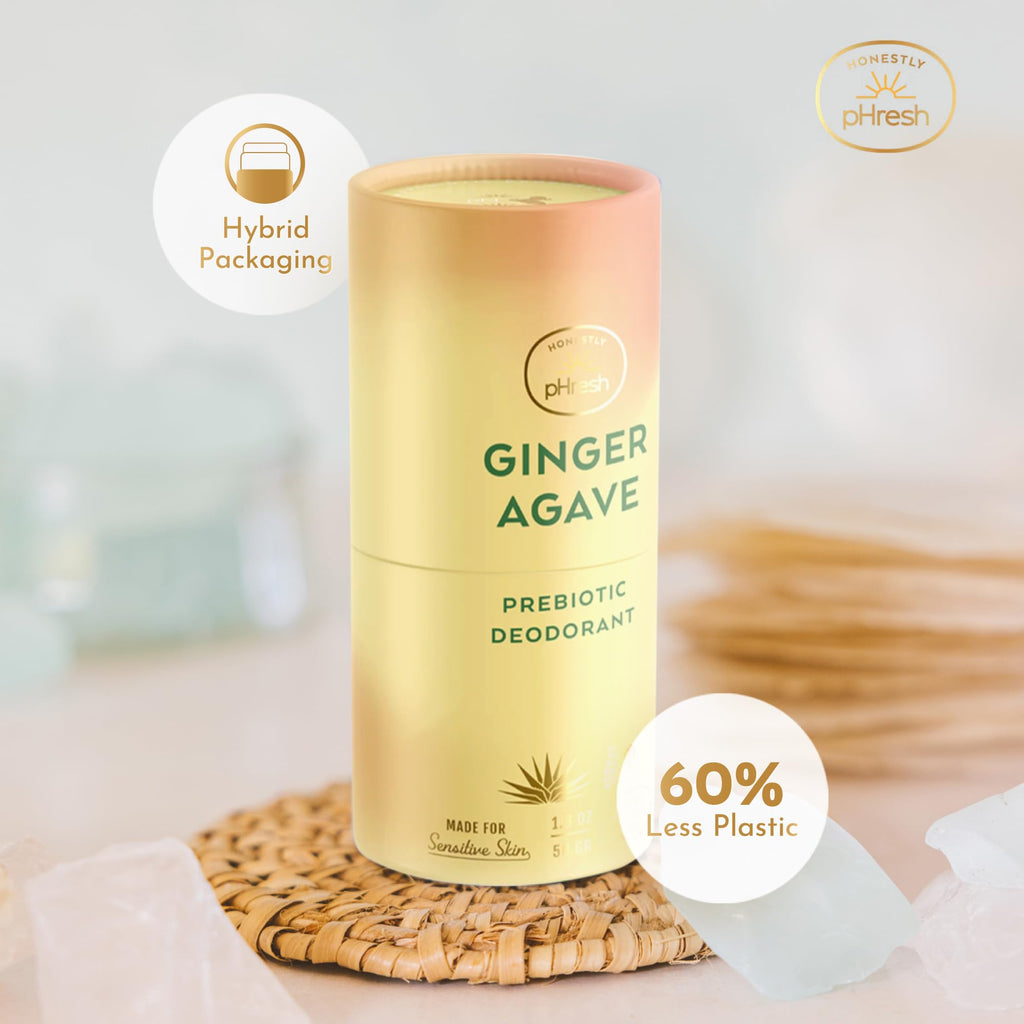 Honestly pHresh Twist-Up Deodorant — Baking Soda Free, Prebiotic Formula, Aluminum Free | Ginger Agave
