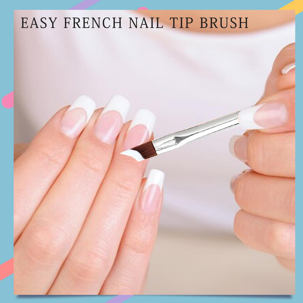 Honey Joy Oblique Head French Tip Nail Brush – Black Handle, Pack of 2 for UV Gel & Acrylic Painting