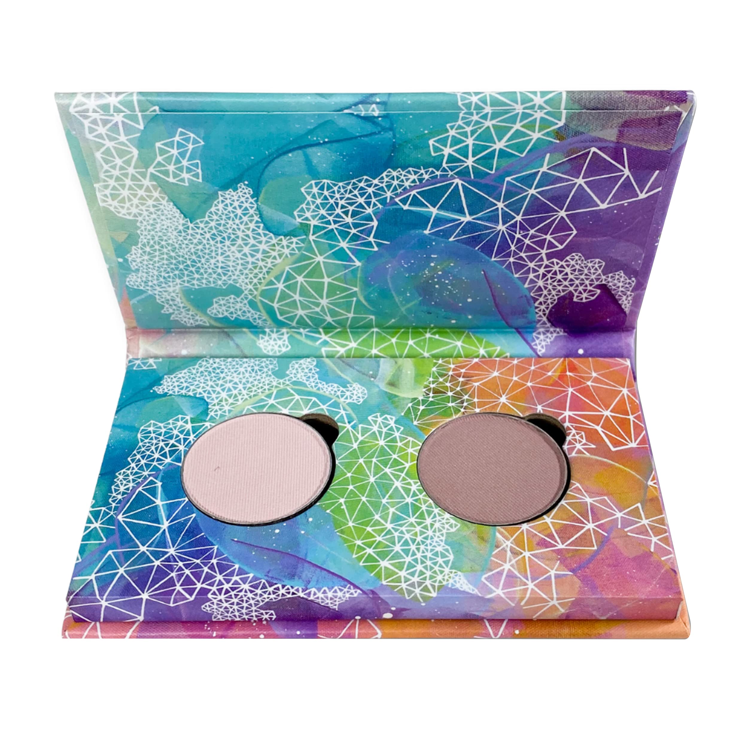 Honeybee Gardens Mini Skinny Duo Eye Shadow Compact – Canterbury & Porcelain | Refillable & Vegan, 26mm Pans