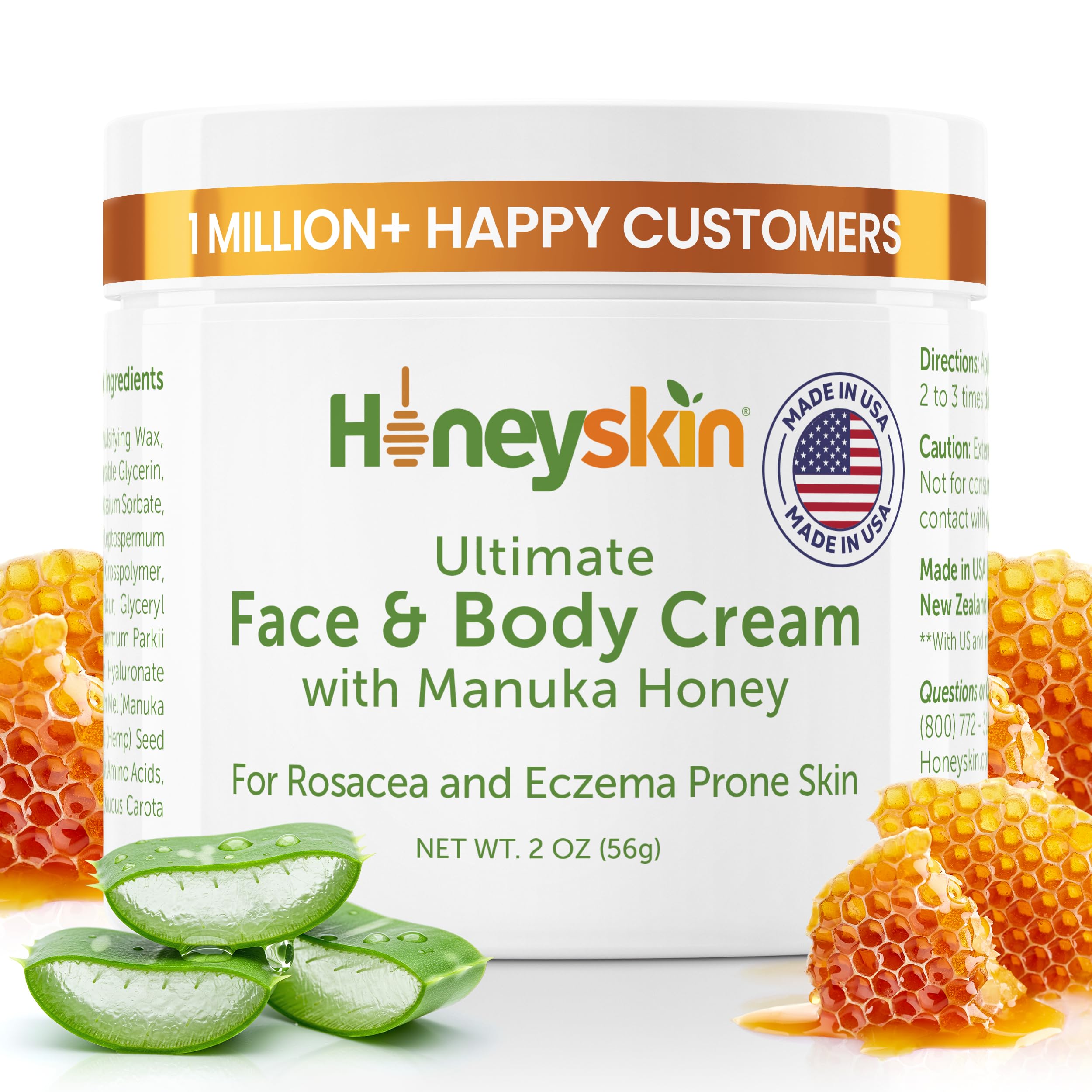 Honeyskin Hydrating Manuka Honey Face Moisturizer & Body Cream – Organic, For Very Dry Skin