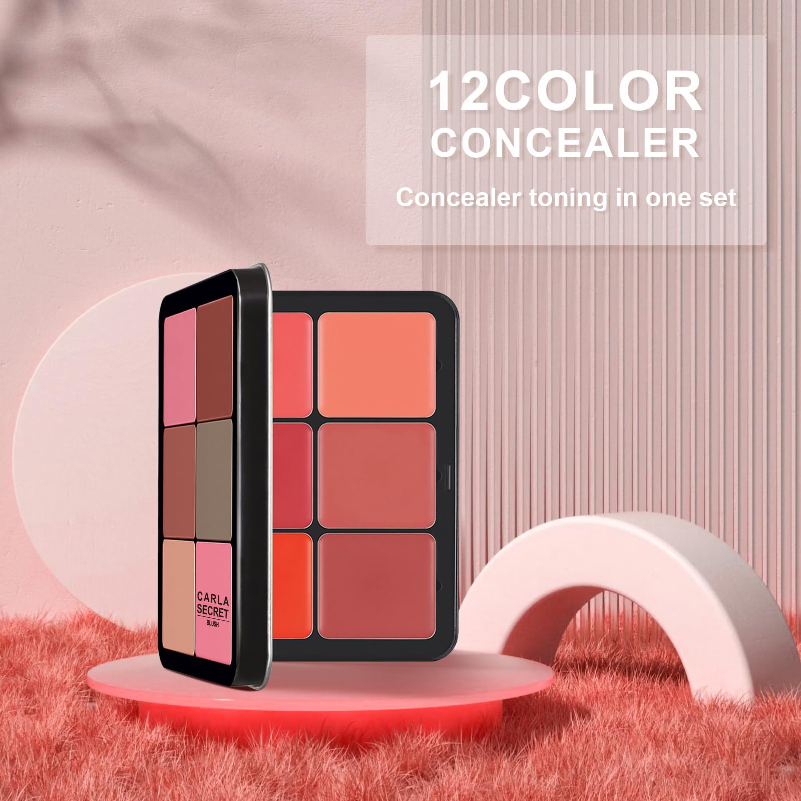 HOSAILY 12-Color Cream Blush Palette – Waterproof, Long-Lasting Matte Blush
