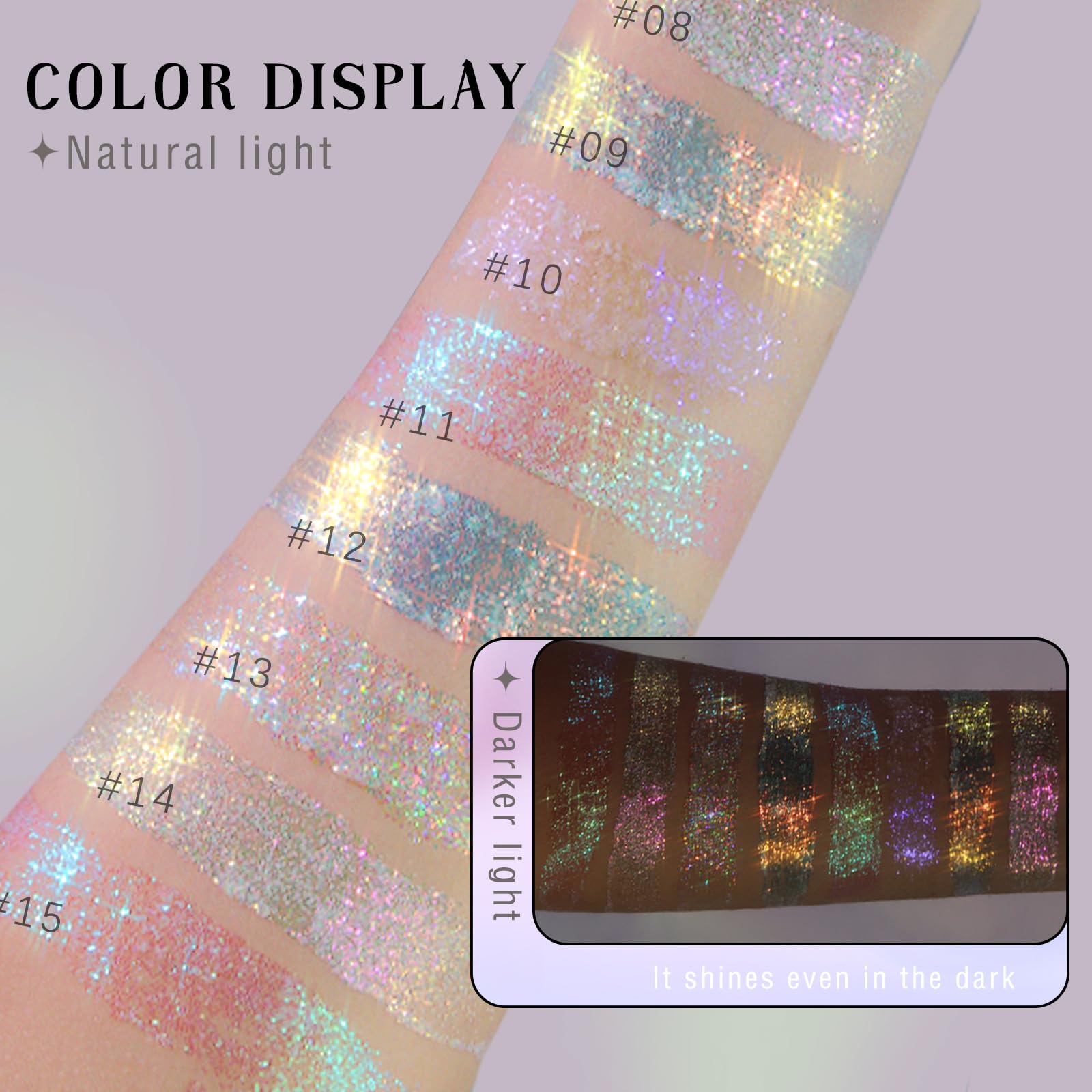 HOSAILY 2 Colors Roll-On Body Glitter Gel – Pink & Blue Holographic Sparkle for Face, Hair & Body