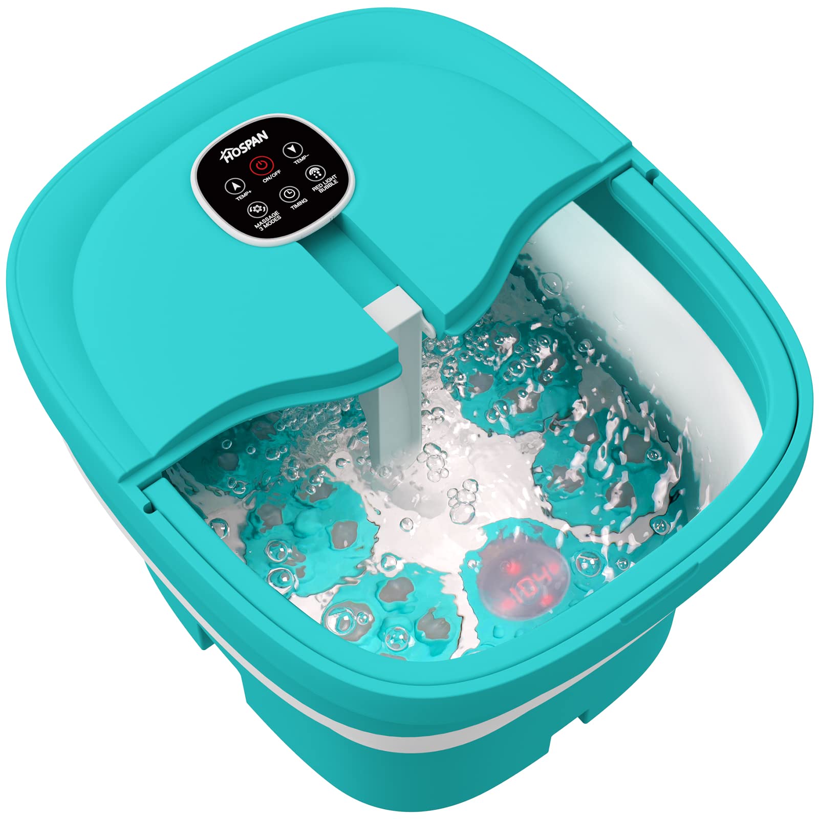 HOSPAN Collapsible Foot Spa – Electric Rotary Massage, Heat, Bubble, Remote, 24 Shiatsu Balls