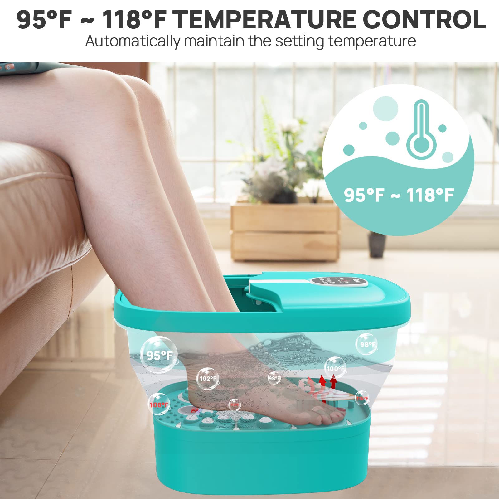 HOSPAN Collapsible Foot Spa – Electric Rotary Massage, Heat, Bubble, Remote, 24 Shiatsu Balls