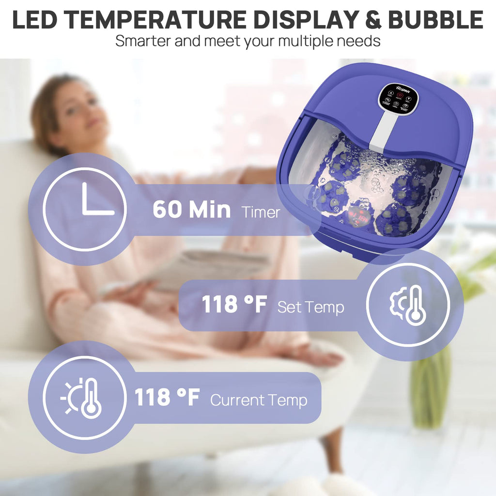 HOSPAN FS02A Collapsible Foot Spa — Electric Rotary Massage, Heat, Bubble, Remote