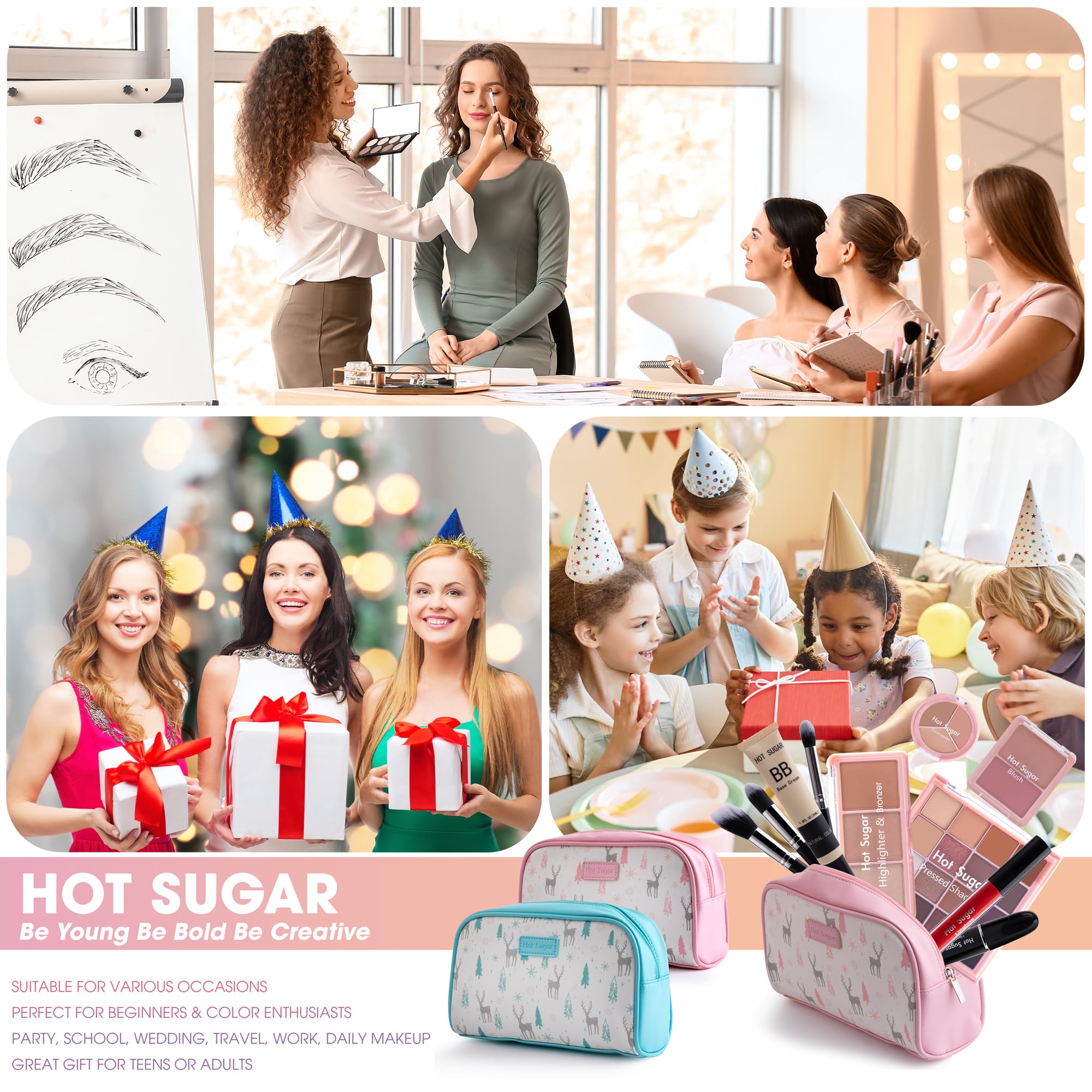 Hot Sugar Travel Makeup Kit – All-in-One Makeup Set for Women (Blue)