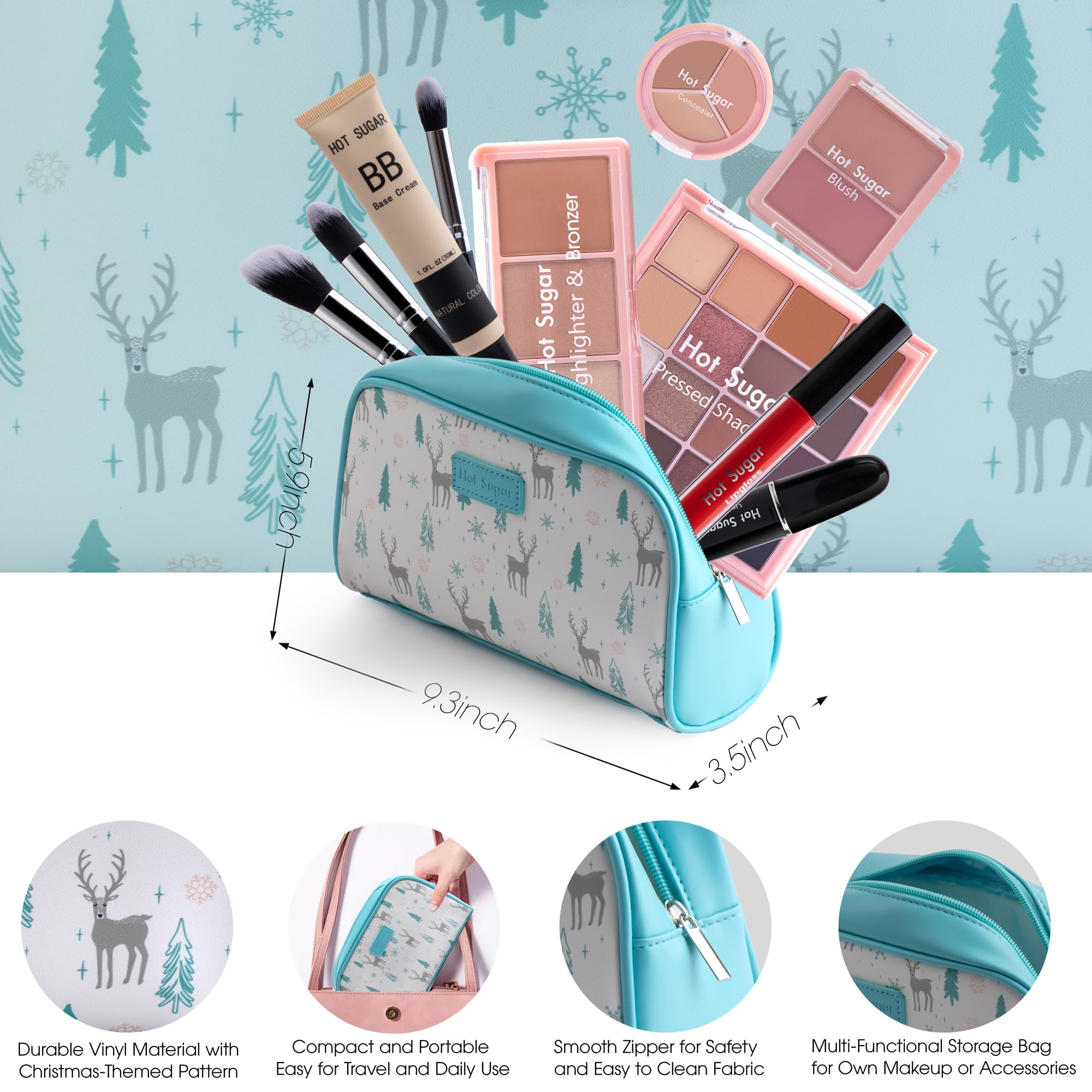 Hot Sugar Travel Makeup Kit – All-in-One Makeup Set for Women (Blue)