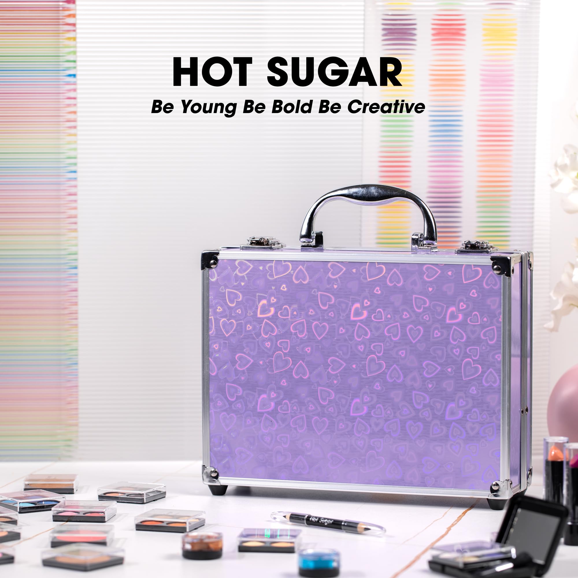 Hot Sugar Ultimate All-in-One Makeup Kit for Teens | 52 Shades & Accessories (Purple Love)