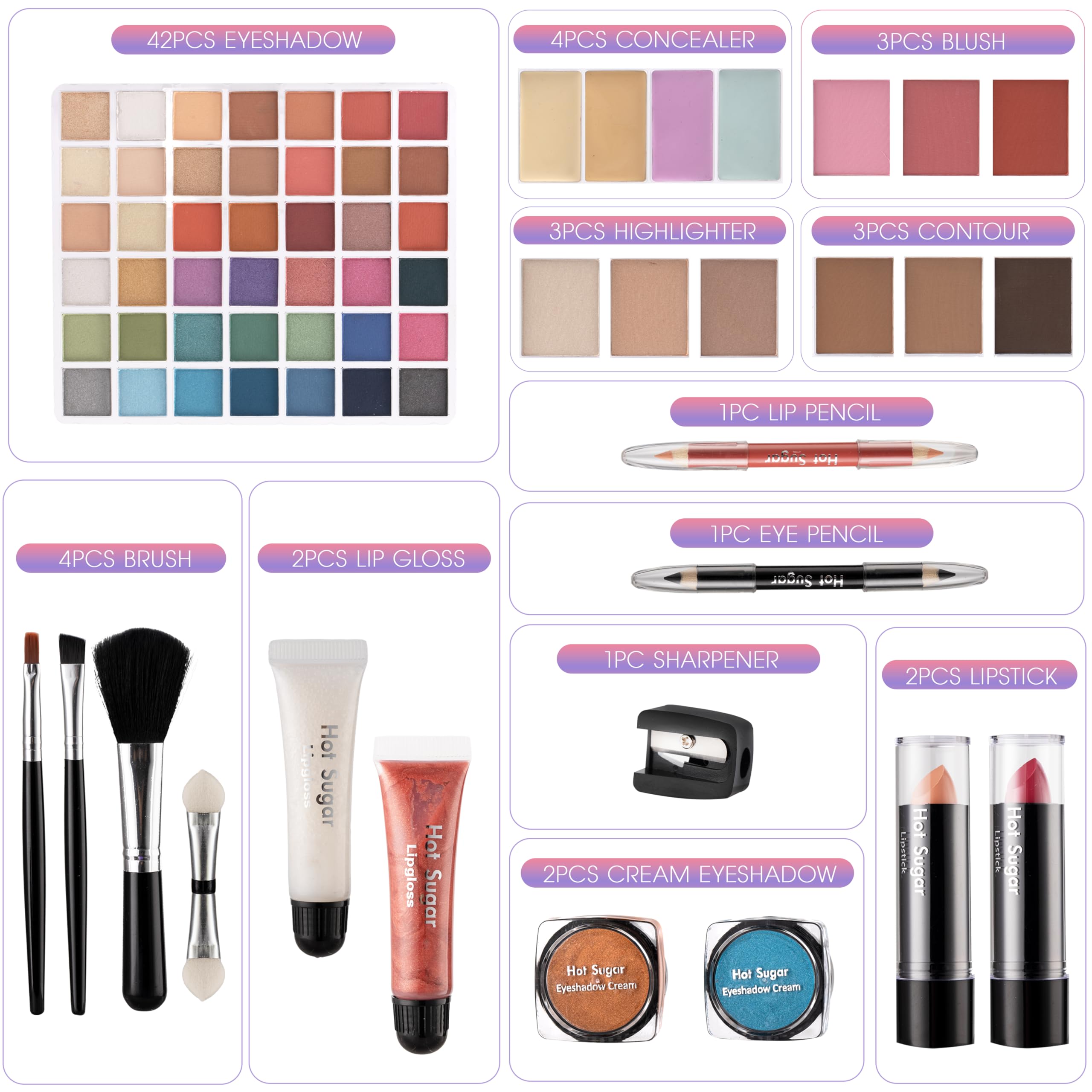 Hot Sugar Teen Makeup Kit for Girls 13-15 (Pink) – 42-Piece All-in-One Gift Set