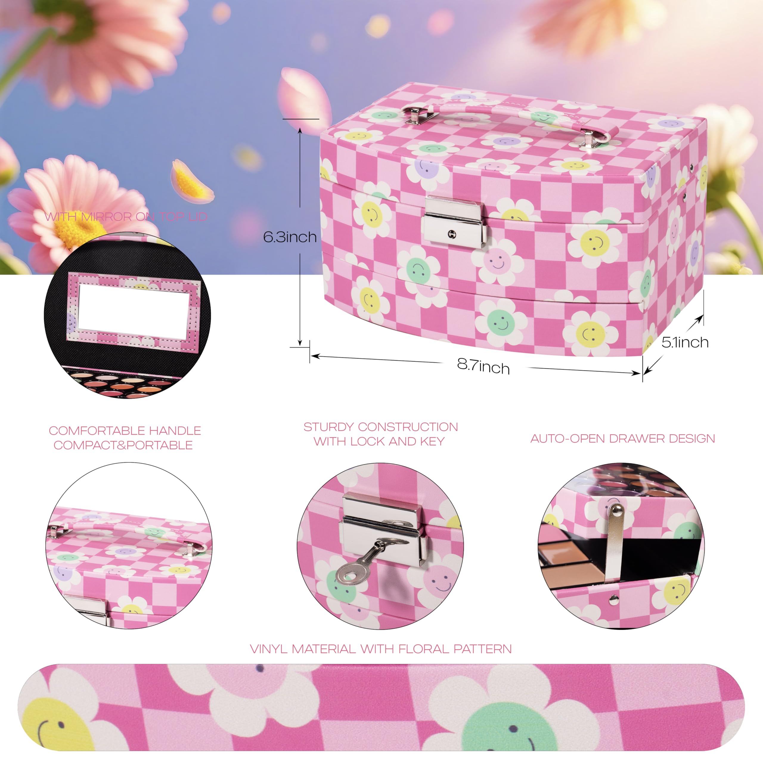 Hot Sugar Girls Makeup Kit Floral – Complete Teen Cosmetic Set with Tools