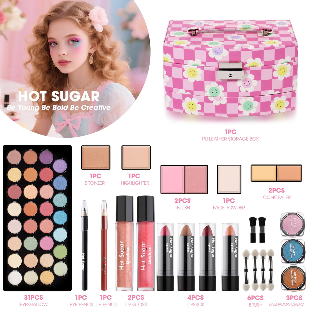 Hot Sugar Girls Makeup Kit Floral – Complete Teen Cosmetic Set with Tools