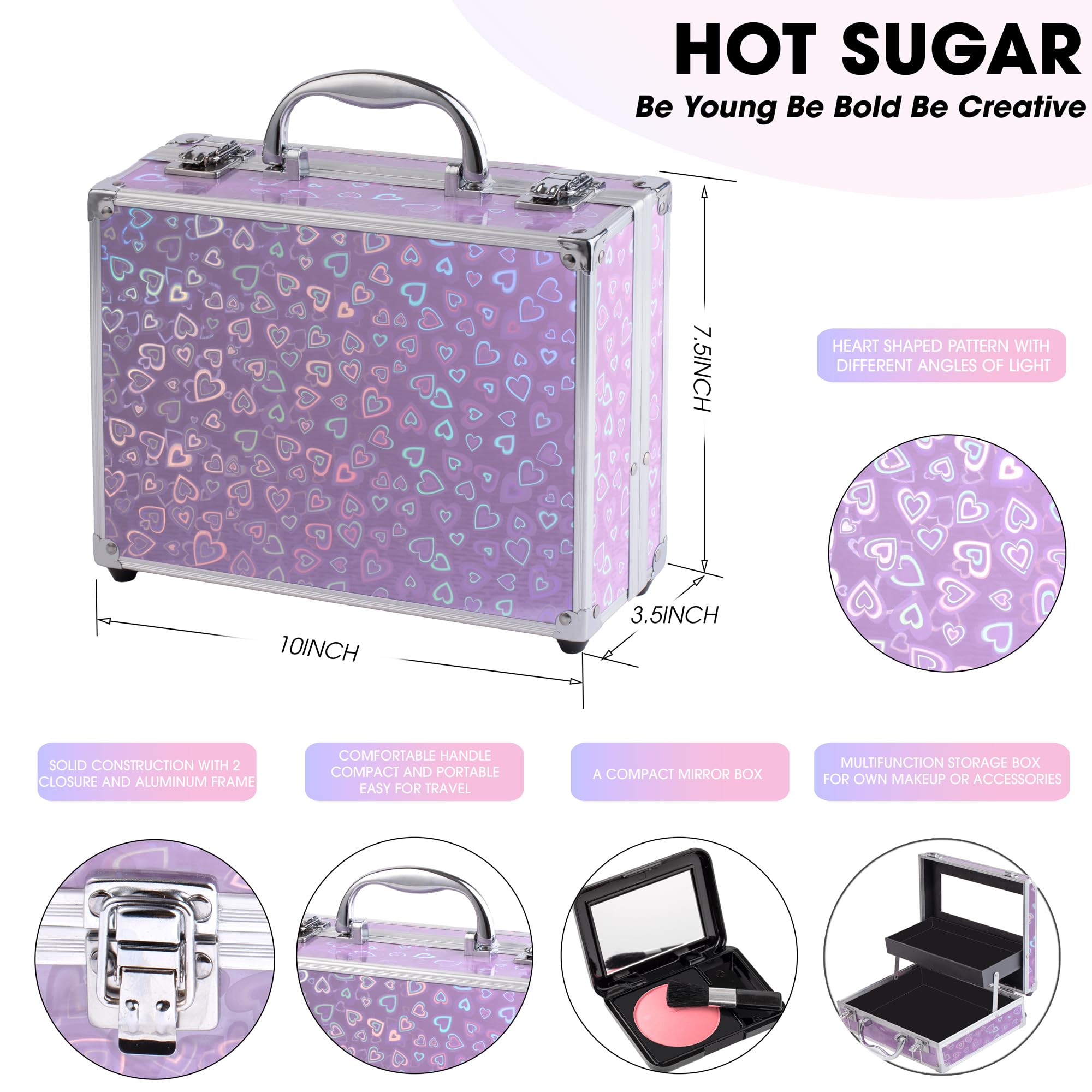 Hot Sugar Ultimate All-in-One Makeup Kit for Teens | 52 Shades & Accessories (Purple Love)