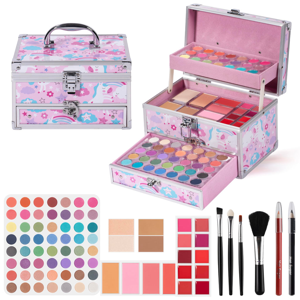 Hot Sugar Makeup Kit for Teens with Unicorn Train Case – Portable Gift Set